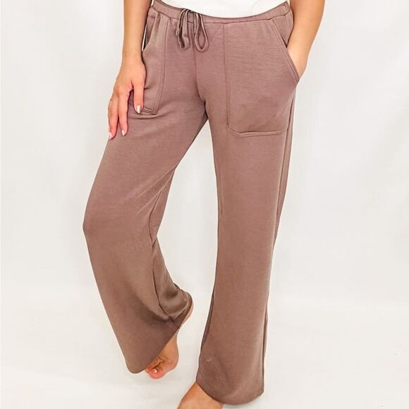 Rae Mode Modal Poly Span Straight Lounge Pants w/ Pockets Mocha size Small nwt - Picture 2 of 5